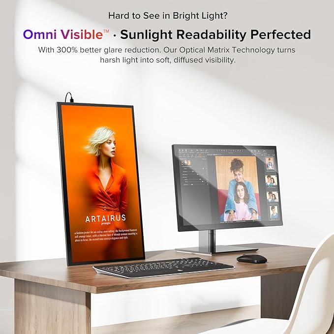 UPERFECT 18.5 Portable Monitor NxtLED™ Eye Care Display 120Hz FHD 1080P 145% sRGB Anti-Glare Matte Screen Flicker-Free Low Blue Light with Stand &amp VESA for Laptop PC Mac Phone &amp Game