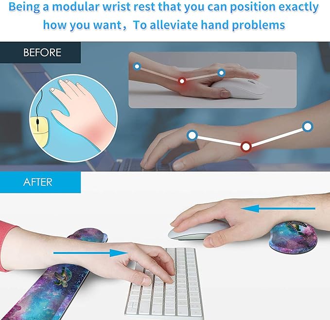 Keyboard Wrist Rest &amp Mouse Pad &amp Mouse Wrist Rest Support &amp Coaster Non Slip Rubber Base Wrist Support with Ergonomic Raised Memory Foam for Computer Laptop Home Office Turtle