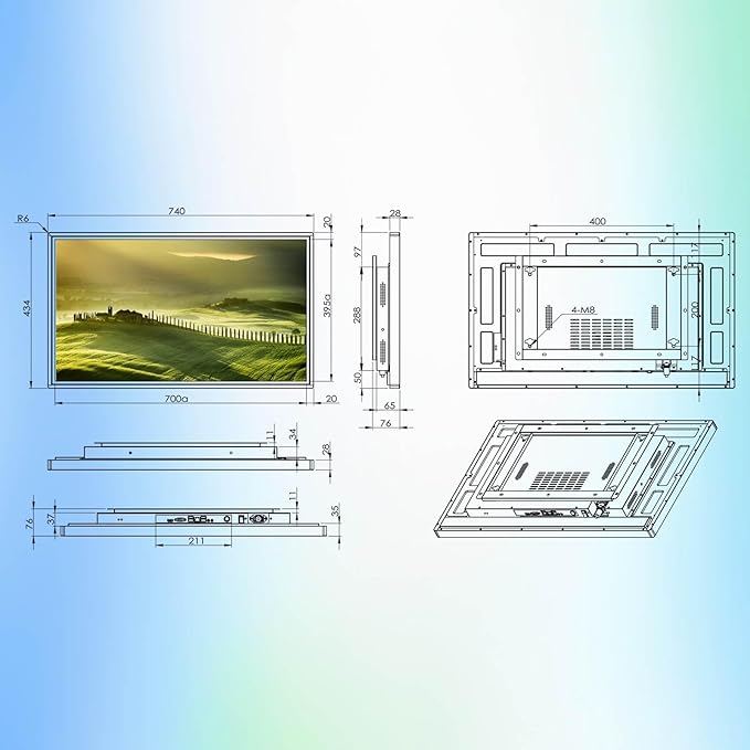 32inch Digital Display 700nits High Brightness Touchscreen Indoor Digital Signage LCD Advertising Display CMS/USB/WiFi/Port Player Smart Split Screen 7/24 Timer Switch