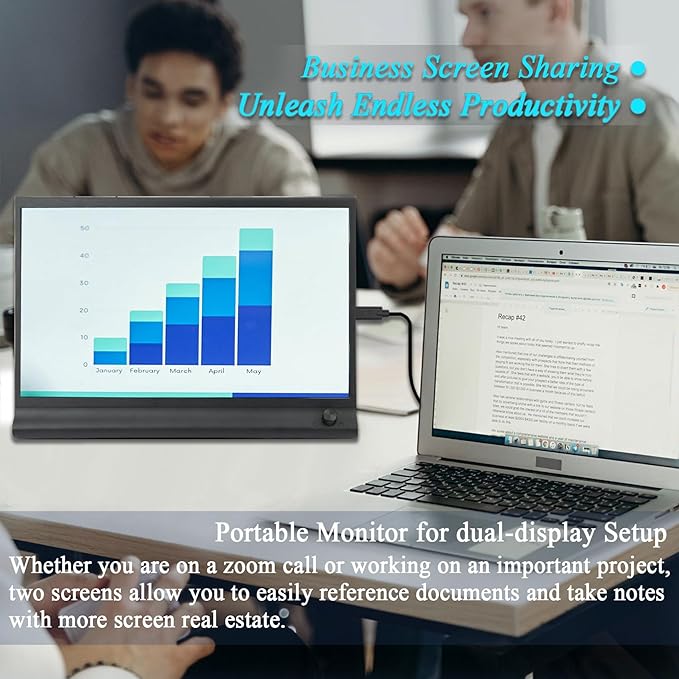 15.6Inch Laptop Monitor Exteder Portable Monitor for Laptops 1080P FHD USB C Laptop Screen Extender with Brightness Adjustment Dial Lap Second Screen Travel Monitor for Mac PC Phone