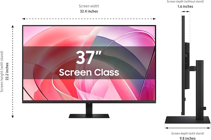 Samsung 37 ViewFinity S7 (S70D) 4K UHD HDR10 High Resolution Monitor DP Port TUV-Certified 2025 LS37D700EANXZA
