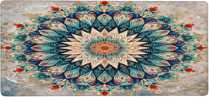 Color Flower Mandala Floral Large Mouse Pad Gaming Mousepad Desk Mat for Desktop Computer Keyboard Waterproof Mouse Mat Desk Pad with Non-Slip Base for Game School Office Home 35.4 x 15.7