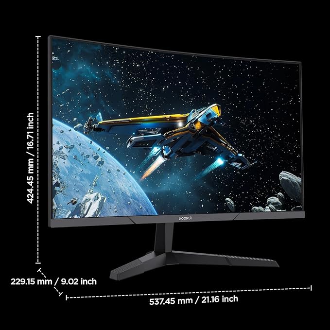 KOORUI 24 inch Curved Gaming Monitor 180Hz FHD 1080P Computer Monitor 1ms 1500R Display Adaptive Sync FreeSync Premium HDMI 2.0X2 &amp DP 1.2 VESA Tilt 24E6CA