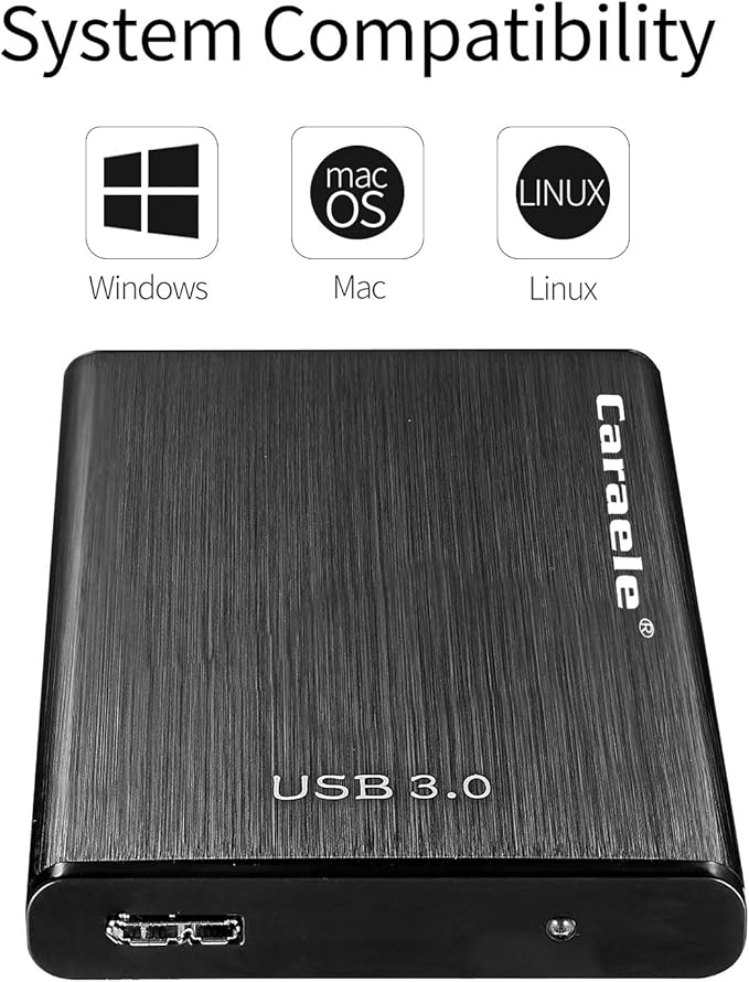 Portable SATA External Hard Drive HDD 2TB 1TB 500GB USB3.0 Ulra-Fast File Transfers for Windows Mac and Linux (2TB Black)