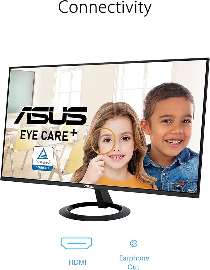 ASUS 24” (23.8-inch viewable) Eye Care Monitor (VZ24EHF) - IPS Full HD (1920 x 1080) Frameless 100Hz Adaptive-Sync 1ms HDMI Low Blue Light Flicker Free Ultra-Slim Profile 3 Year Warranty