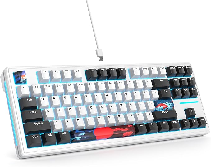 Owpkeenthy 75 Percent Gaming Keyboard Gasket Mounted87 Key TKL Mechanical Keyboard Hot Swappable with Sound Absorbing Foam Pre-lubed Linear Switch South-Facing RGB Backlit for PC Laptop (Olivia)