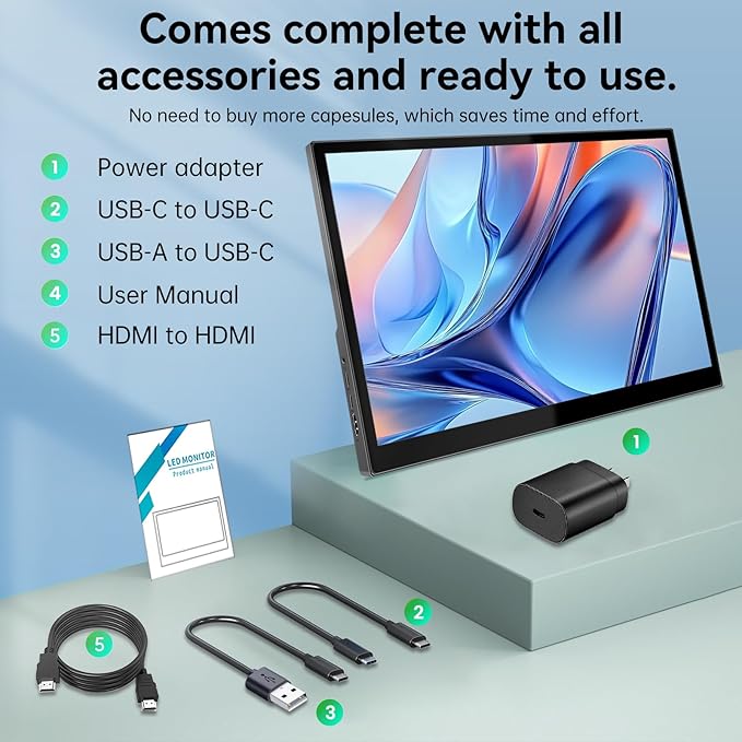 Portable Touchscreen Monitor 16 Inch 1920X1200P IPS Touch Screen Monitor with USB C HDMI Port 350cd/m² External Monitors for Laptop PC Phones Computer PS4/5