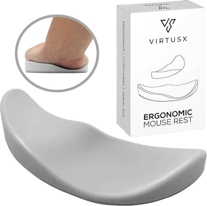 Virtusx Ergonomic Mouse Wrist Rest Gliding Palm Wrist Support Sliding Wrist Pad That Moves with Your Mouse Designed for Carpal Tunnel Syndrome and Pain Relief (White)