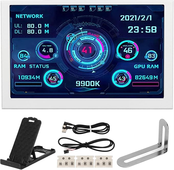 5 Inch Computer Temperature Monitor - PC Sensor Display for CPU RAM HDD Data - USB Mini Secondary Screen Compatible with Windows