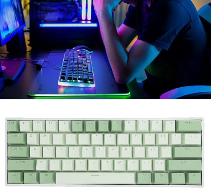 Zunate 60% Gaming Mechanical Keyboard Three Mode BT5.0/2.4G Cordless/USB C Hot Swappable Mechanical Keyboard Blue Switch 61 Key RGB Backlit Keyboard for