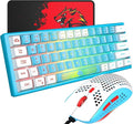 60% Gaming Keyboard and Mouse Combo Duble Color Keycaps Samll RGB Backlight Mechanical Feeling and Mechanical RGB 6400 DPI Honeycomb Optical MouseGaming Mouse pad for Gamers and Typists