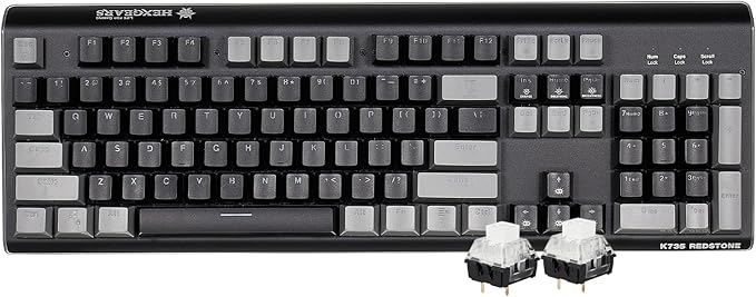 Hexgears GK735 Wired Full Size Mechanical Keyboard Aluminum Housing Built for Gamers w/Kailh Box White Switch White Backlit + Surrounded by RGB Light Strip 104 Keys Gaming Keyboard for PC/Mac