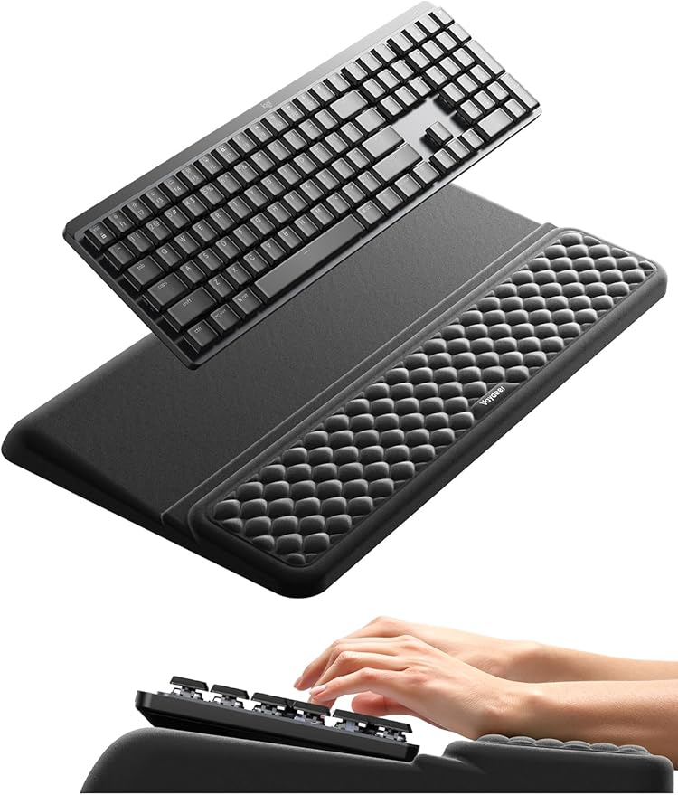 Vaydeer Wrist Rest with Keyboard Stand Computer Wrist Support Pad Ergonomic Keyboard Riser Holder Lifter Tray with Wrist Pad Soft Memory Foam Desk Cushion Palm Hand Typing for Office Home School