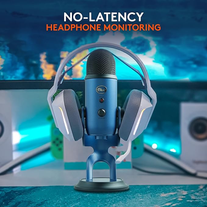 Logitech Creators Blue Yeti USB Microphone for PC Mac Gaming Streaming Podcasting Studio and Computer Condenser Mic with Blue VO!CE Effects 4 Pickup Patterns Plug and Play - Midnight Blue
