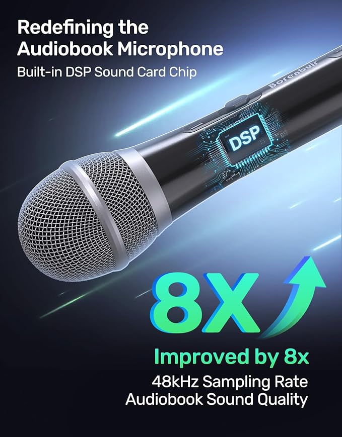 Audiobook Recording Equipment for Home USB/XLR Dynamic Microphone Noise-Canceling Handheld Studio Mic Kit Ideal for Reading Aloud Narration Voice-Over Work