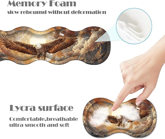 Ergonomic Keyboard Wrist Rest &amp Mouse Pad Wrist Rest SetXL Gaming Desk Mat 31.5x 11.8Non-Slip BaseMemory FoamEasy Typing Pain Relief for Office &amp HomeEagles Soaring at Sunset