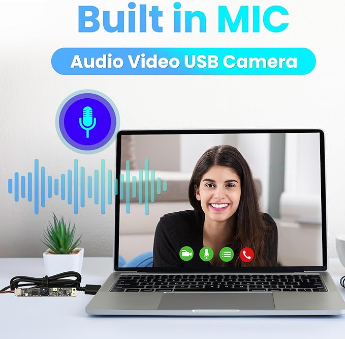 8MP Ultra HD USB Camera with Microphone2448P 30fps105° Wide Angle Lens Lightburn Compatible for 3D Printers Plug and Play Works with WindowsMacLinux Raspberry Pi