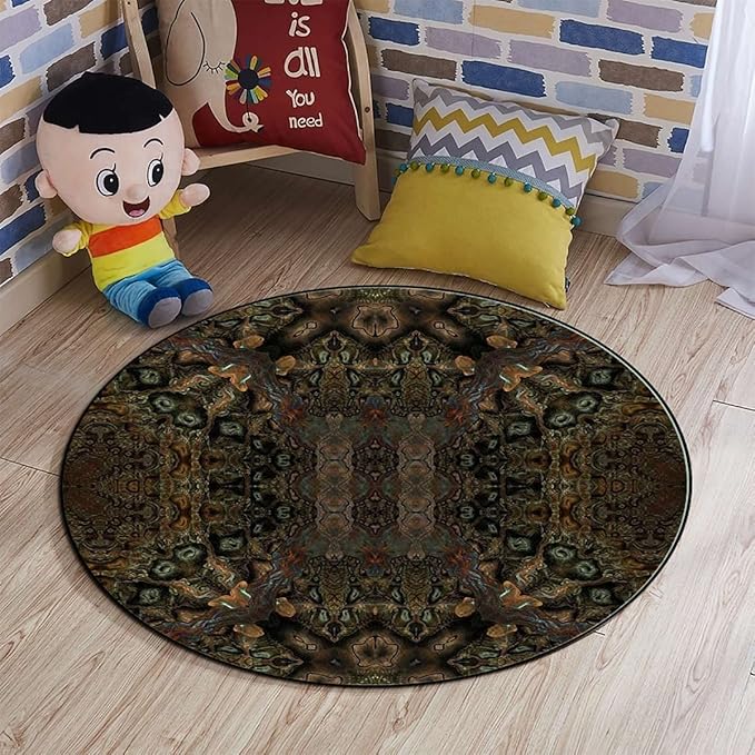 Camo Abstract Texture Gaming Chair Mat for Hardwood Floor Anti-Slip Floor Protector Game Controller Rubber Gaming Computer Chair Mat Dusty Dirty Design War ThemeGreen Cream Diameter 47.2 in