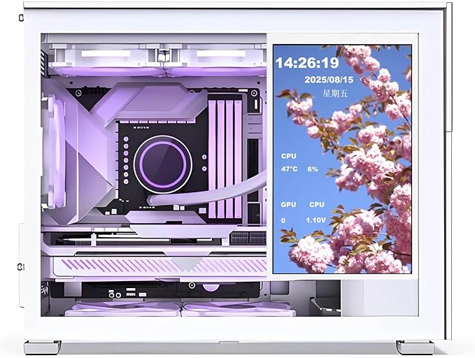 VSDISPLAY 10.1 Inch 1280x800 Computer Temp LCD Monitor PC Case Screen Display Supports Theme Editor DIY Dynamic Image Picture Wallpaper Monitoring RAM CPU GPU DataWhite
