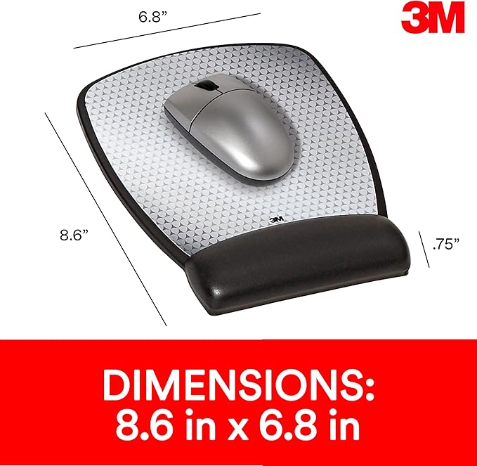 3M Precise Mouse Pad with Gel Wrist Rest Soothing Gel Comfort with Durable Easy to Clean Leatherette Cover Optical Mouse Performance 8.6 x 6.8 Black (MW309LE)