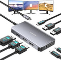 USB C Docking Station Dual Monitor Adapter Laptop Docking Station 3 Monitor Triple 4K60Hz Display with 2 HDMI 4K120Hz DisplayPort USB-A &amp USBC Data 100W PD USB C Dock for Dell HP Lenovo