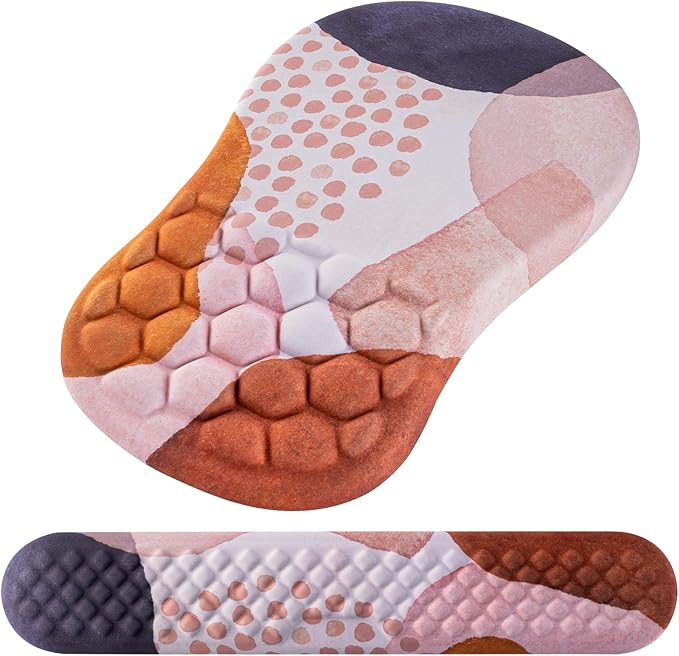 Mouse Pad Wrist Support Laokiiy 2 in1 Keyboard Wrist Rest+ Ergonomic Mouse Pad Non-Slip Wrist Rest for Computer Keyboard Made Easy Typing &amp Relieve Wrist Pain Boho