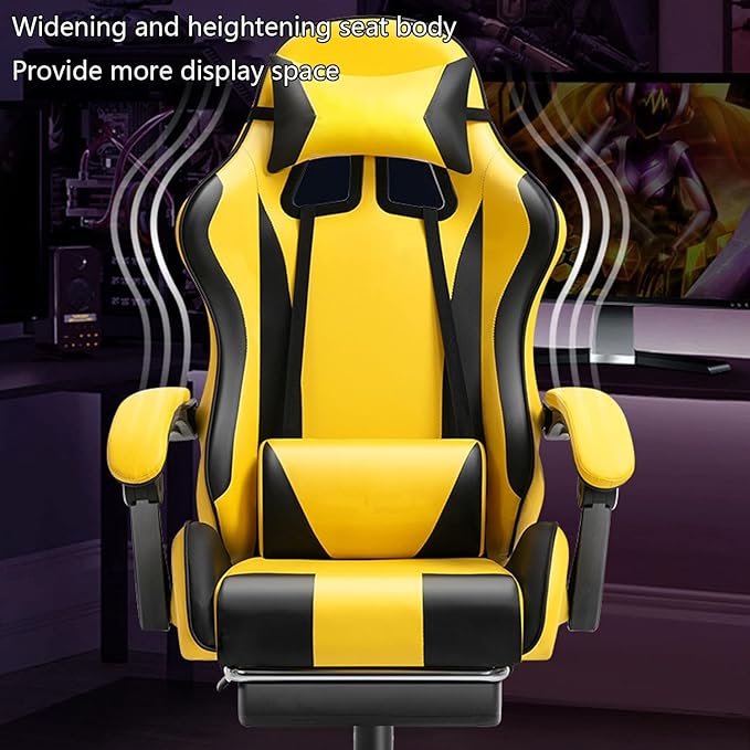 Ergonomic Gaming Chair Comfortable Gaming Chair with Footrest Computer Chair Leather Desk Chair Adjustable Swivel Gaming Office Chair Pink
