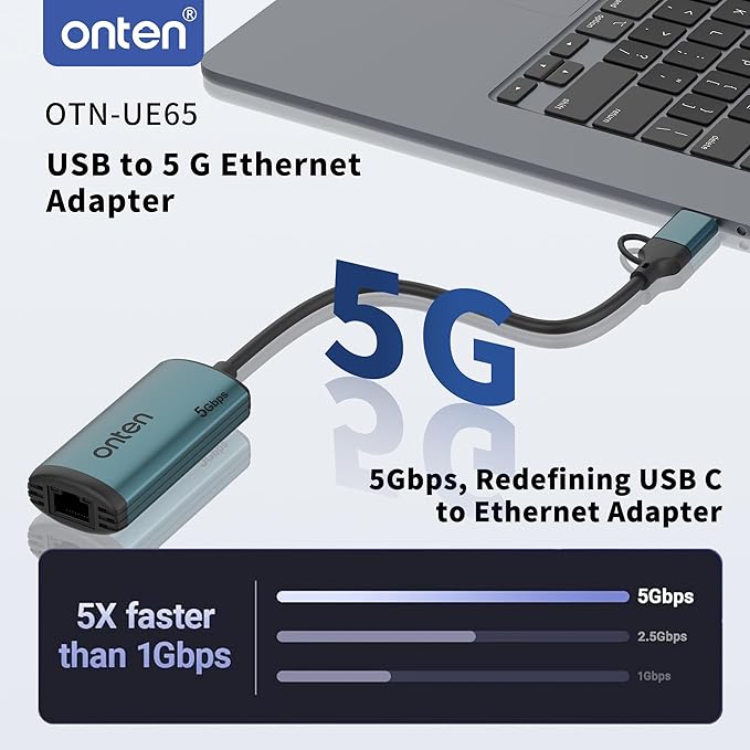 USB-C to Ethernet Adapter - 5Gbps High-SpeedUSB-A to RJ45 5000Mbps Ethernet LAN Network Adapter Thunderbolt 4/3 Compatible for iPhone 15 Pro/Max MacBook Pro/Air 2023 iPad ProiMac and More（5G