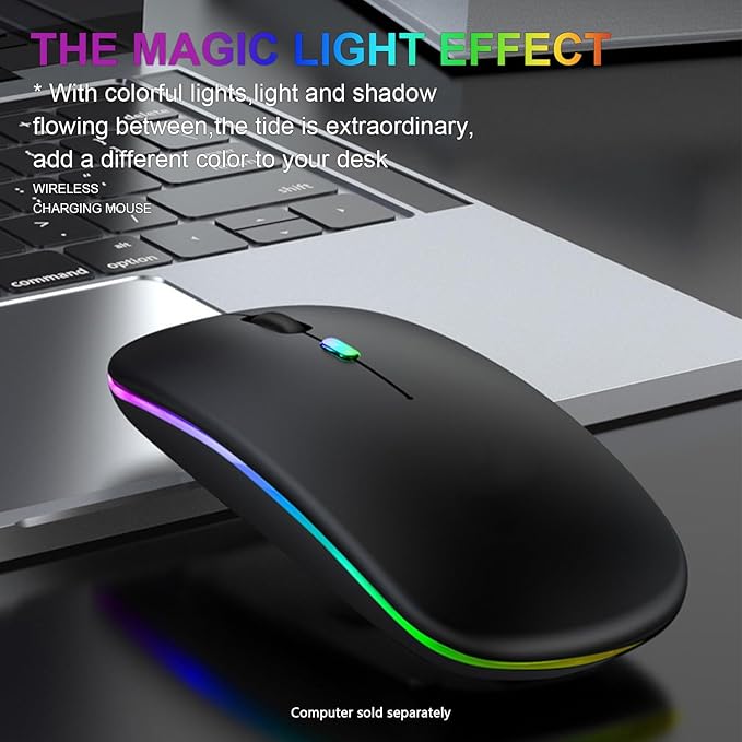 Sahara - Wireless Mouse with Silent Click | Bluetooth &amp USB Connection | Rechargeable Battery | USB &amp Type C Adapter