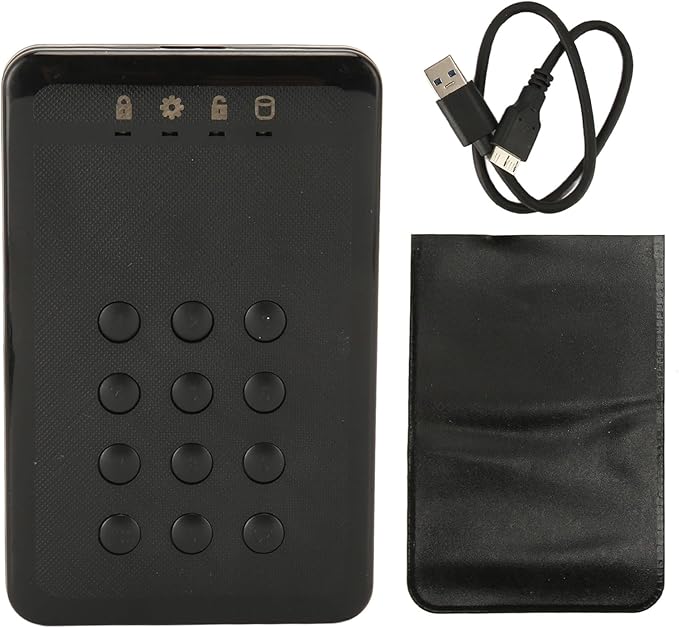Zyyini Encrypted Hard Drive Enclosure 3TB 5Gbps Encrypted USB 3.0 2.in SATA Hard Drive Enclosure Password Access Hardware for 7 8 10 for OS X 10 and