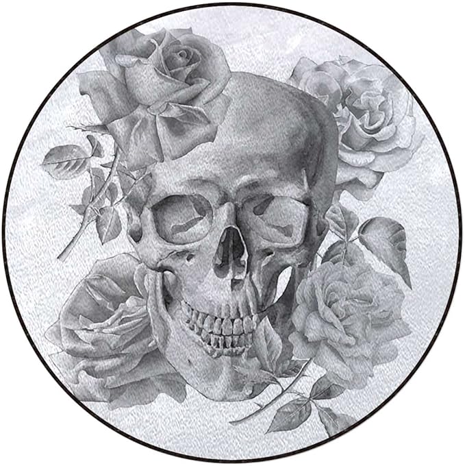 Romantic Style Round Office Chair Mat for Hardwood Floor Computer Gaming Rolling Chair Mat Floor Protector Mat Desk Rug Grey Monochrome IllustrationGrey Diameter 47.2 in