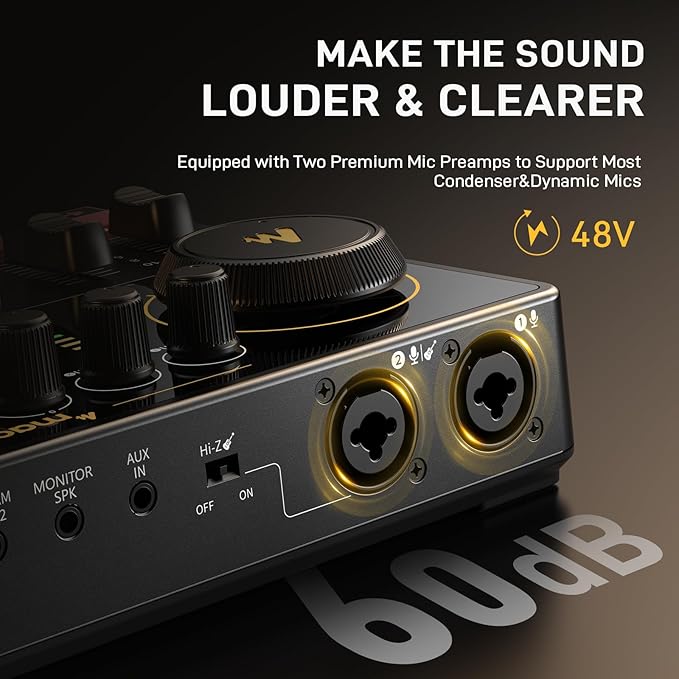 MAONO Podcast Equipment Bundle for 2: Audio Interface Mixer with 2 XLR Condenser Mic and 2 Headphone Podcast Streaming MaonoCaster E2 Gen2+2*PM320T+2*MH700