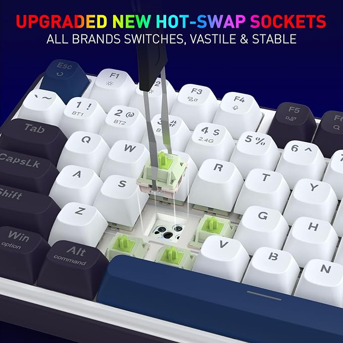 Redragon K744 PRO 99 Keys Wireless Gasket RGB Gaming Keyboard 3-Mode Mechanical Keyboard w/Hot-Swap Socket Round PBT Keycaps &amp 5-Layer Noise Dampening Custom Linear Switch
