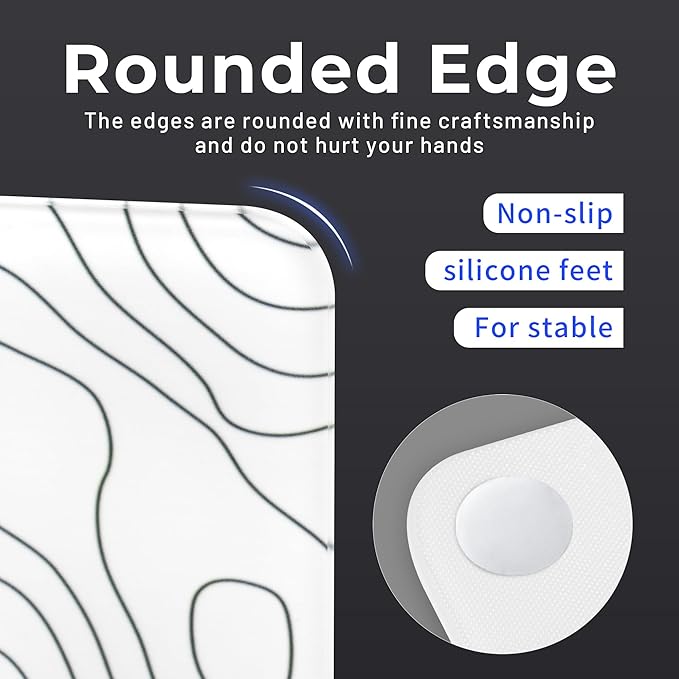 Glass Mousepad for Gaming White Topographic Hard Gaming Mouse pad Professional Large Mouse Mat 410mm*310mm Special Glass Surface with Improved Precision and Speed