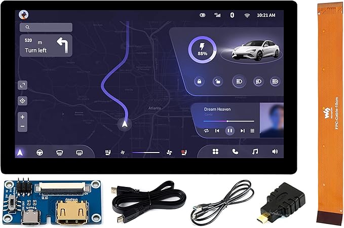 waveshare 7inch IPS Capacitive Touch Display 1024x600 Pixel Integrated Thin and Light LCD with Adapter Board for Raspberry Pi/Jetson Nano/Windows/PC Support Windows/Linux/Android