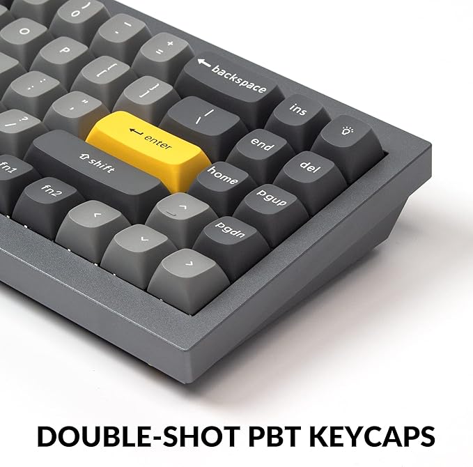 Keychron Q7 Wired Custom Mechanical Keyboard 70% Layout QMK/VIA Programmable Macro with Hot-swappable Gateron G Pro Red Switch Double Gasket Compatible with Mac Windows Linux (Gray - New)