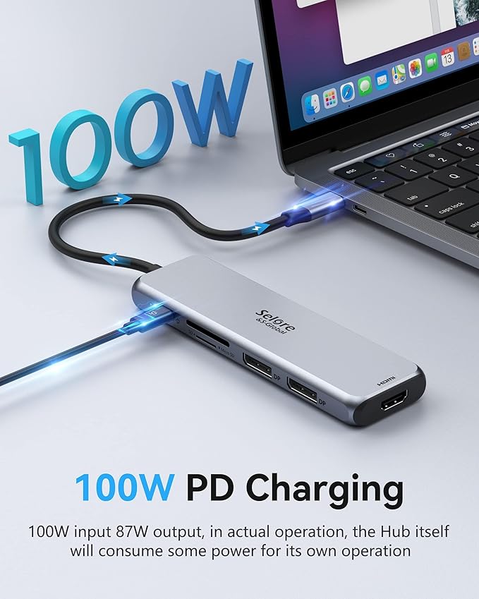 Docking Station Dual DisplayPort Selore USB c hub with 2 displayport HDMI 3*USB 3.0100W PDSD &amp TF Slot 9 in 1 2 dp Multiport Adapter for MacBook/Dell XPS/HP/Lenovo/Microsoft Surface