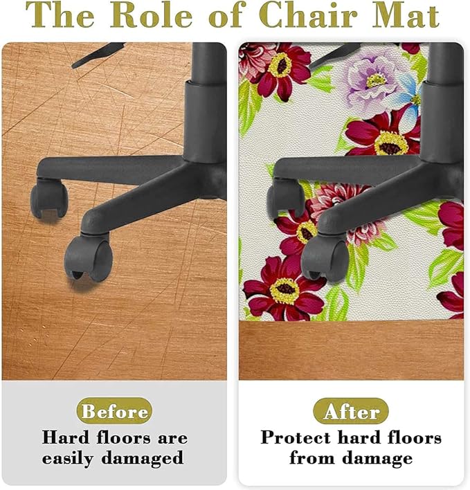 Pink Watercolor Chair Mat for Hardwood Floor Anti-Slip Office Chair Mat Hawaiian Exotic Floral Island Office Chair Mat for Carpeted and Hardwood Floor Gaming Chair Mat Floral Diameter 47.2 in