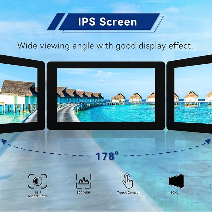 7 Inch Raspberry Pi Screen Touchscreen Monitor 800x480 IPS DSI Display for Raspberry Pi 5/4/3 MIPI Driver-Free Interface