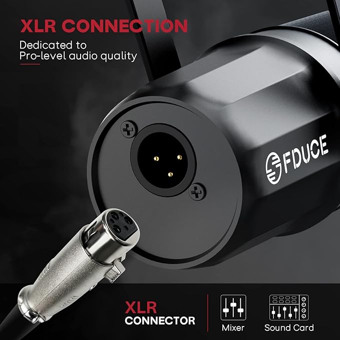 FDUCE XLR Dynamic Microphone for Vocal Recording Podcasting Gaming Live Streaming&ampBroadcasting All Metal Cardioid Mic Voice-Isolating Technology SL40X
