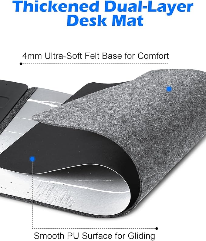15W Wireless Charging Mousepad Waterproof Non-Slip Large Mouse Pad(68x37cm) for Office/Home/GamingCompatible with iPhone/Android/Headphones Easy to Clean Desk Mat