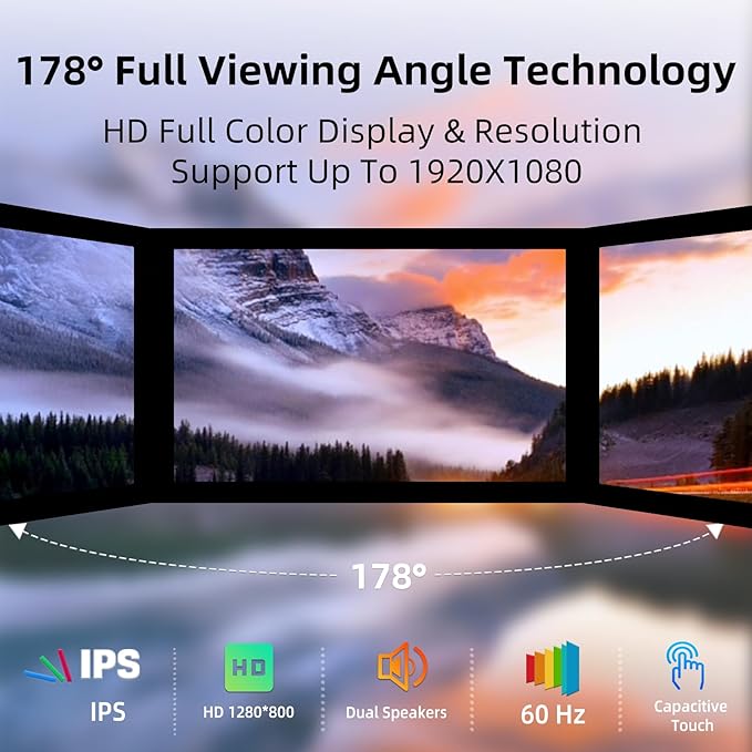 10.1inch Touchscreen Monitor 1280x800 Dual-Speaker HDMI VGA Portable Monitor for PC/Laptop/Raspberry Pi/Banana Pi/Game Console