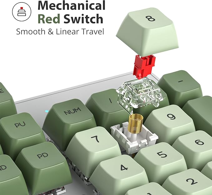 Fogruaden Mechanical Keyboard Green Matcha Wired USB 104 Key RGB Backlit Gaming Keyboard with Number Pad Red Switches NKRO for Windows Laptop PC Gamer