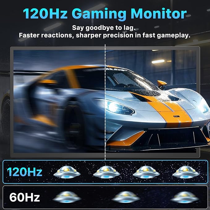 Portable Monitor 21.5 inch FHD 110% sRGB 120Hz IPS HDR HDMI USB-C Travel Monitor for Laptop MacBook PC Surface PS5 Xbox Large External Display with Kickstand &amp Speakers VESA Compatible