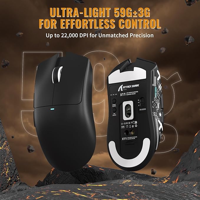 ATTACK SHARK X11&ampX60HE Mechanical Wireless Gaming ComboRapid Trigger Magnetic Switches 8K Keyboard59g Ultra-Light Mouse with Charging Dock 22K DPIPAW3311RGB Backlit 3-Mode with Coiled Cable-B