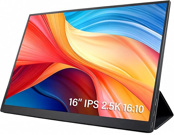 Portable Monitor 16inch 2K QHD USB-C HDMI Computer Display IPS HDR Dual Speakers for Laptop PC Mac Phone PS4/5 Xbox Switch
