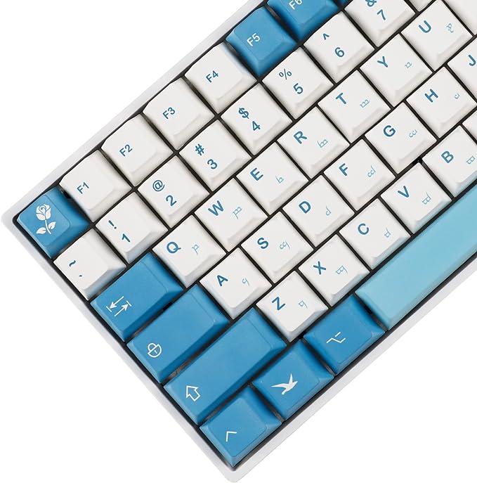 YMDK 143 Sea Fog Love Letter Cherry Profile Dye Sub Thick PBT 5 Sides Mac Keycaps Set for ANSI 104 87 61 96 75 GMMK NCR80 Mx Keyboard