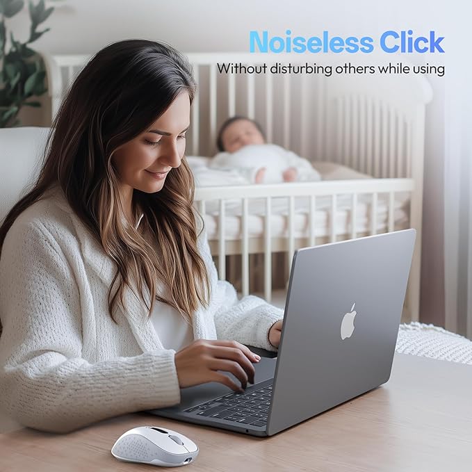 XBG B15pro Wireless Bluetooth Mouse Bluetooth 5.0/4.0 &amp 2.4G Tri-Mode Type-C Rechargeable with LED Screen Display Ergonomic Silent Click for Laptop/PC/Tablet Multi-Device &amp Office Use-Whit