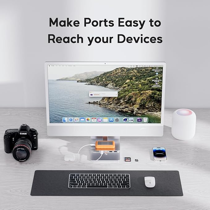 iMac Accessories for i-Mac 2021/2023/2024 PULWTOP USB C Hub for iMac with USB A/C 10Gbps Hub for M1/M3/M4 2 USBA 2.0 SD/TF Card Reader for iMac24 inch &amp Studio Display 2 Sliver