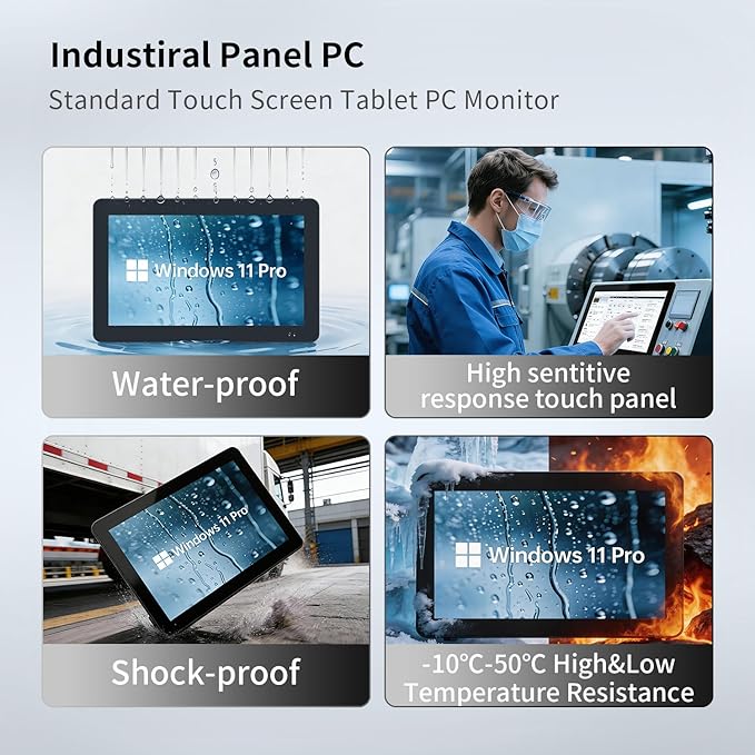 15.6 inch Indusrial Panel PCIndustrial Embedded Panel PCFanless Panel Computer All in One Windows 10 ProJ6412 16GB RAM 512GB ROM4xUSB3.02xUSB2.04xRS232+2xRS4858*GPIOHDMI2xLAN